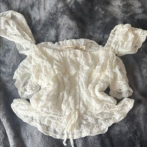 Liberty Love Cream Lace Ruffle Top